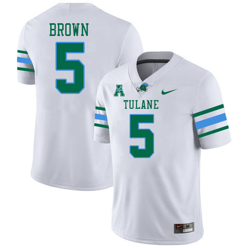 #5 Yulkeith Brown Tulane Green Wave Jersey College Football Uniforms,Apparels Stitched-White